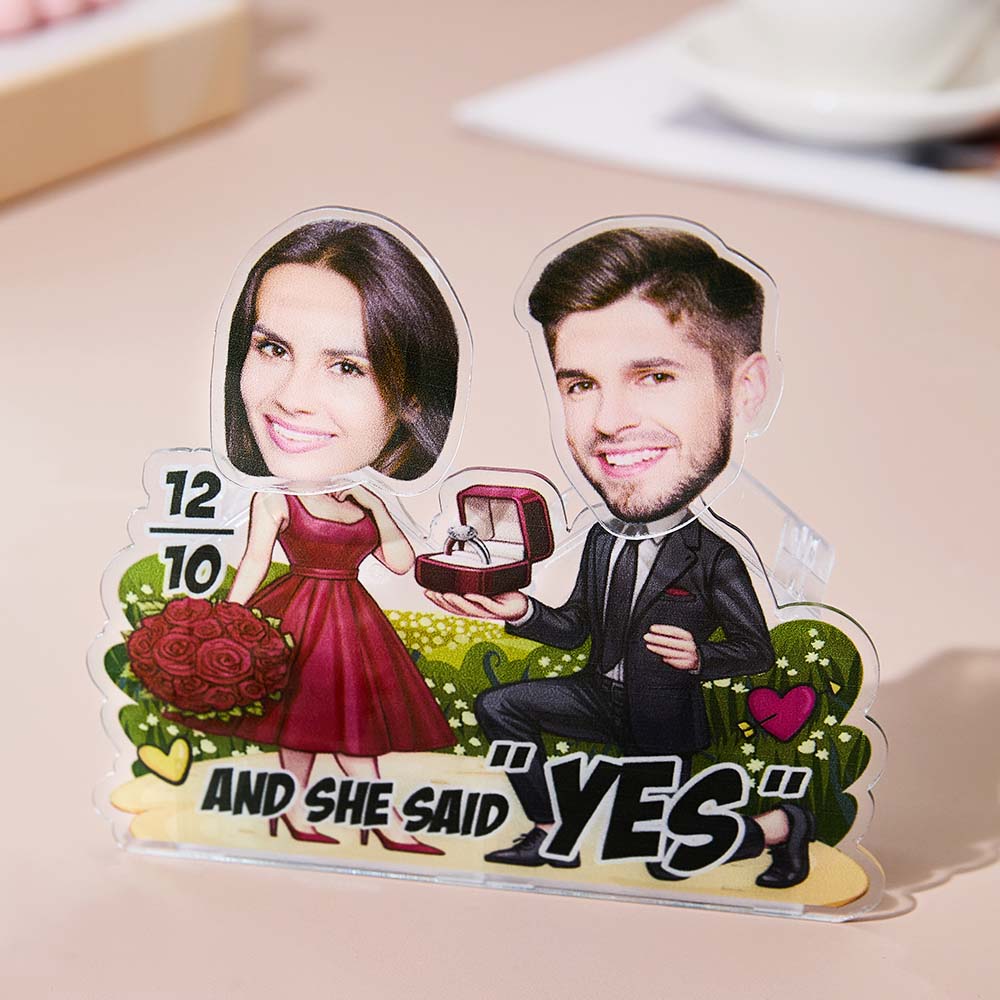 Personalized Face Propose Shaking Head Standee Gift for Couple