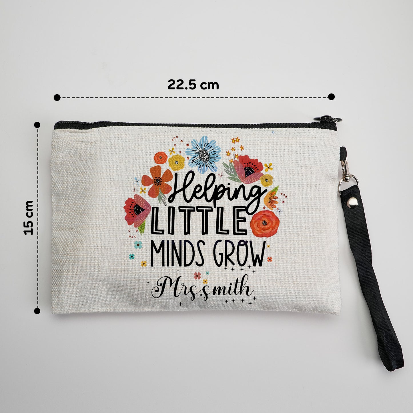 Personalized Flower Pencil Canvas Makeup Bag with Name Appreciation Back to School Gift for Teacher