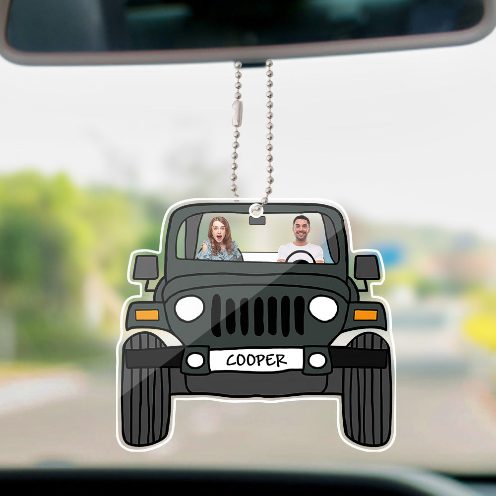 Personalized Off Road Car Photos Hanging Ornament - Signal Sided