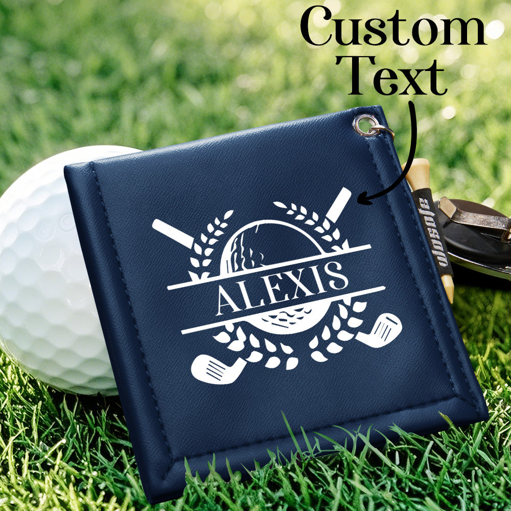 Personalized PU Leather Absorb Water Golf Towel with Golf Tees Retractable Clip Gift for Golf Lovers