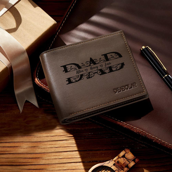 Personalized Dad Name Wallet PU Leather Men Wallets For Father's Day Gift