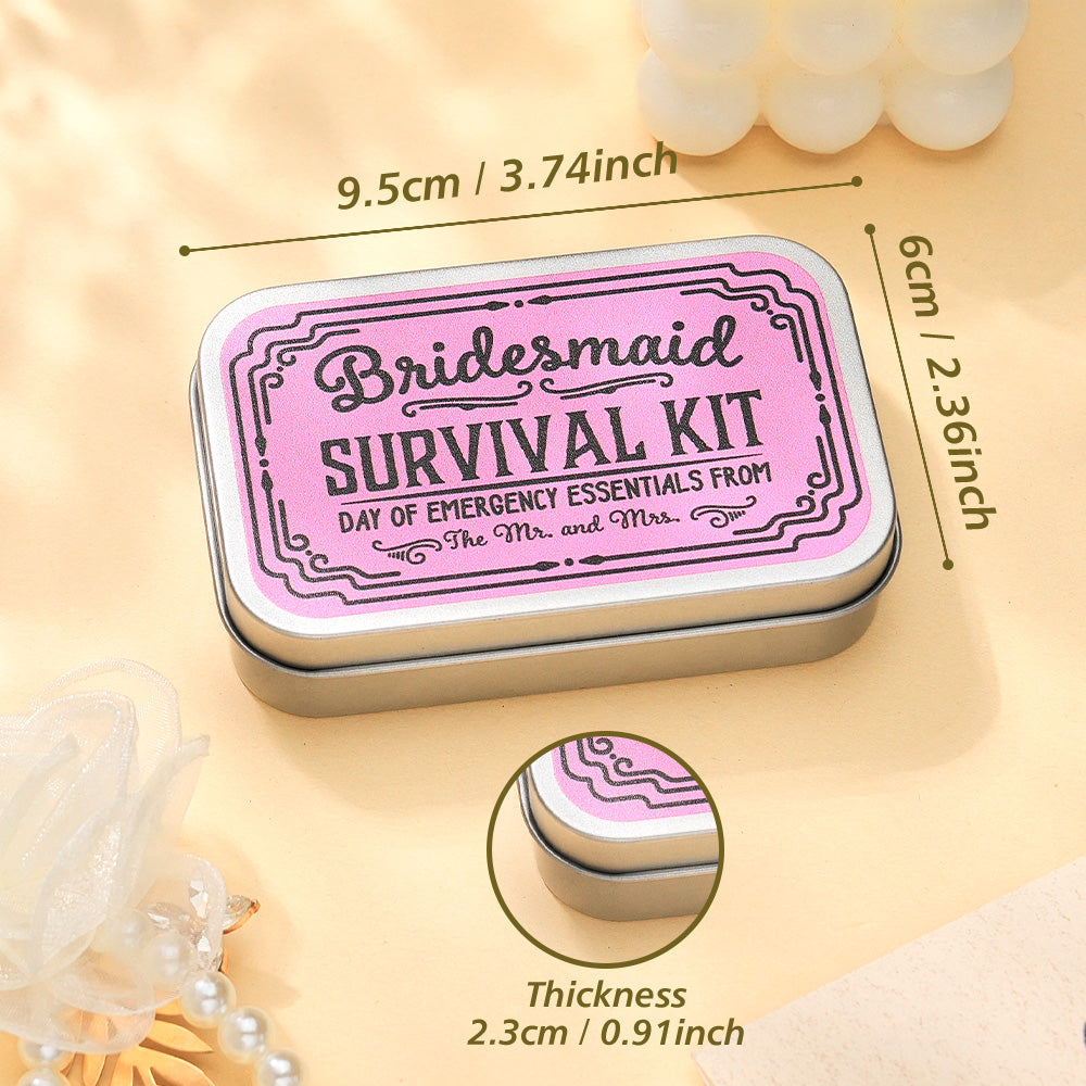 Personalized Survival Kit Box Tin with Text Wedding Party Favor Gift for Bridesmaids