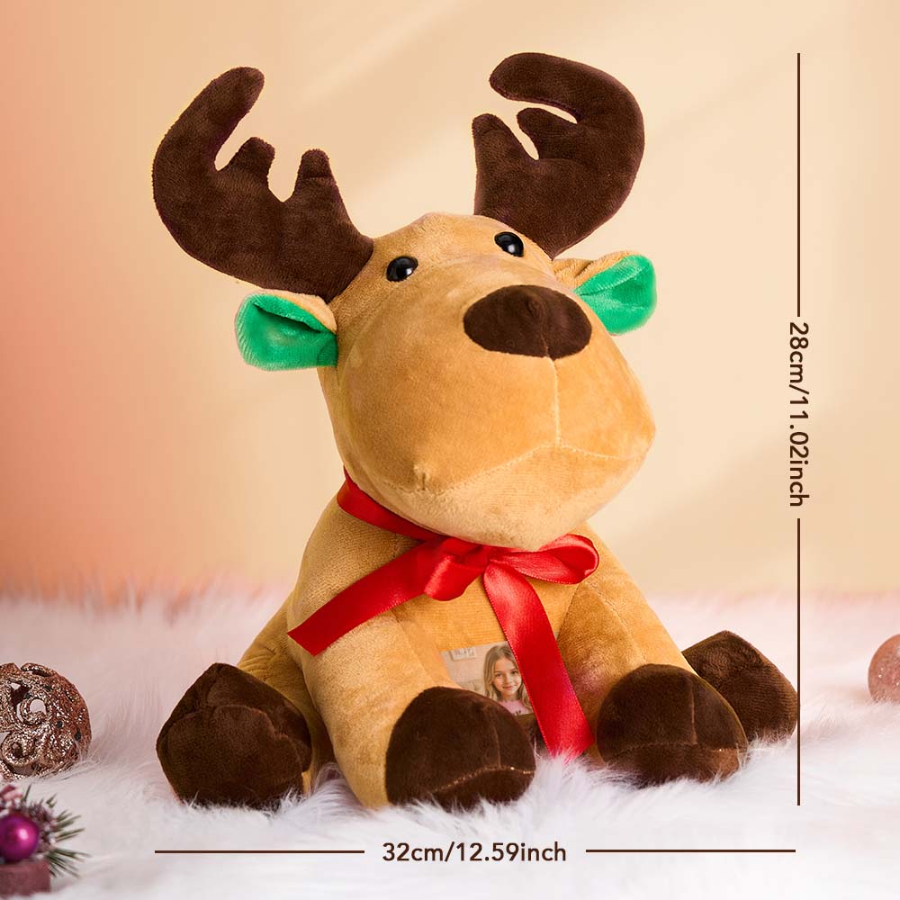 Personalized Moose Plush Stuffed Toy with Photo Gift for Kids