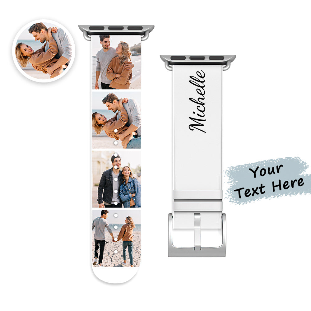 Custom Collage Photo and Name Apple Watch Band Silicone Watch Strap