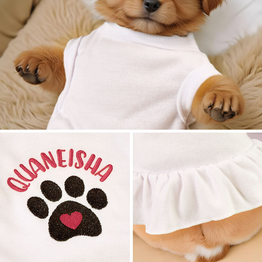 Personalized Dog & Cat Dresses Fun Embroidery Design with Pet Name Gift for Pet Lover