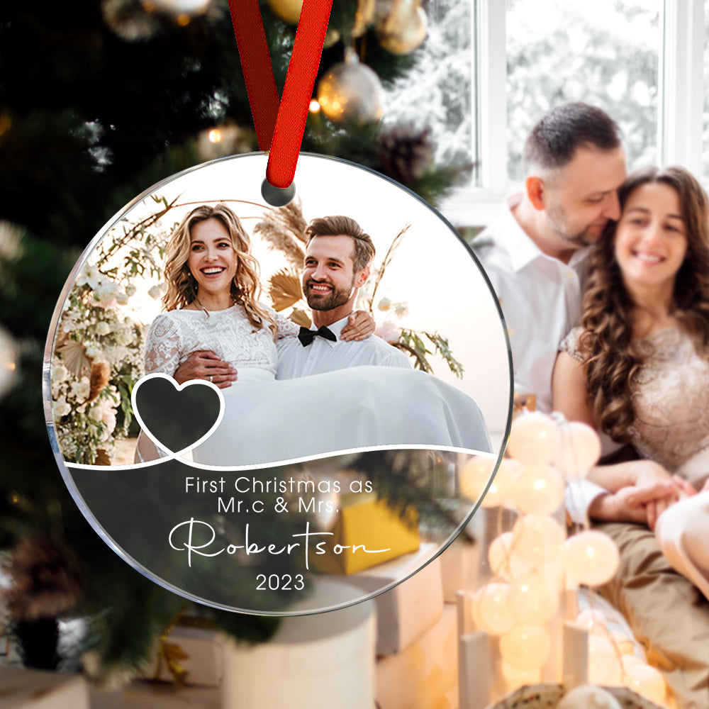 Personalized First Christmas Ornament with Photo Christmas Ornament Gift for Couples