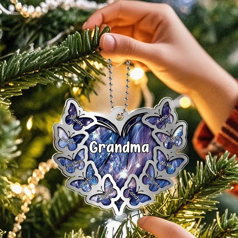 Personalized Heart Butterfly Ornament with Family Name Car Ornaments Rearview Mirror Decoration Gifts