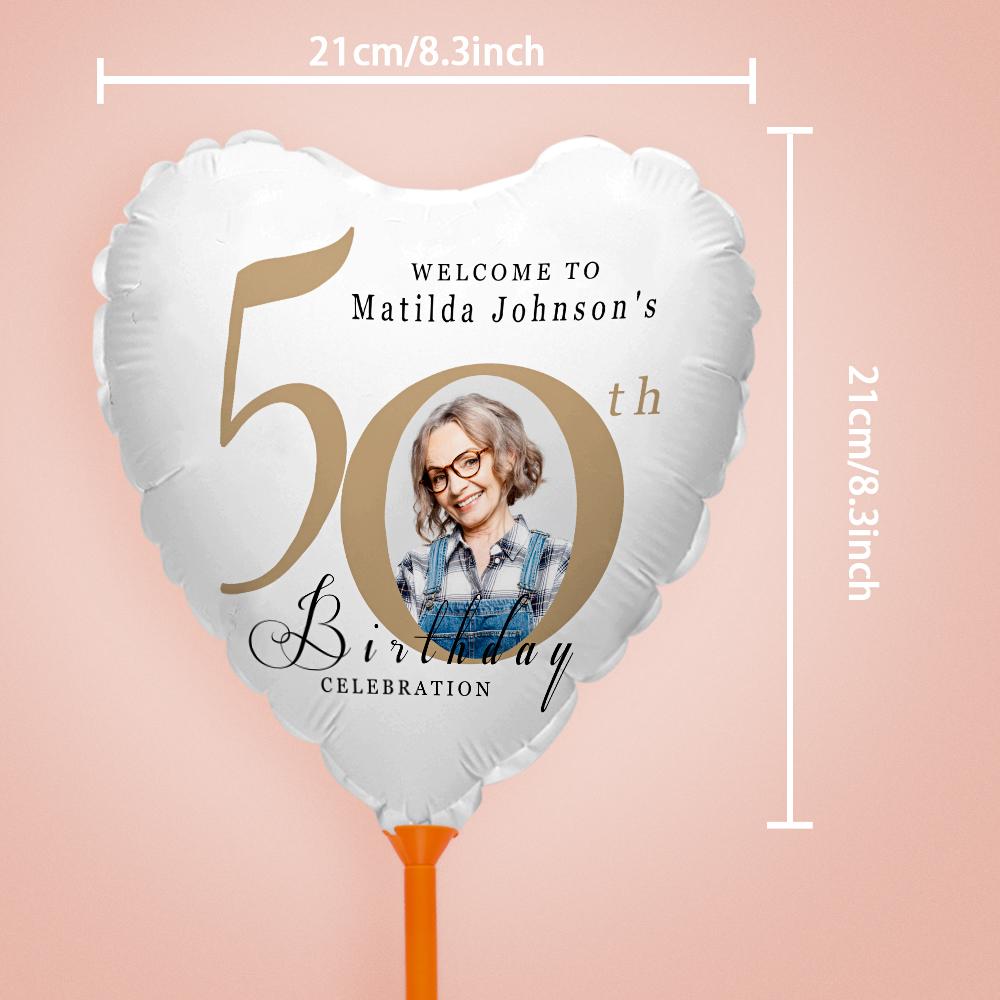 Custom 50th Birthday Balloons with Photo for Birthday Party Decoration