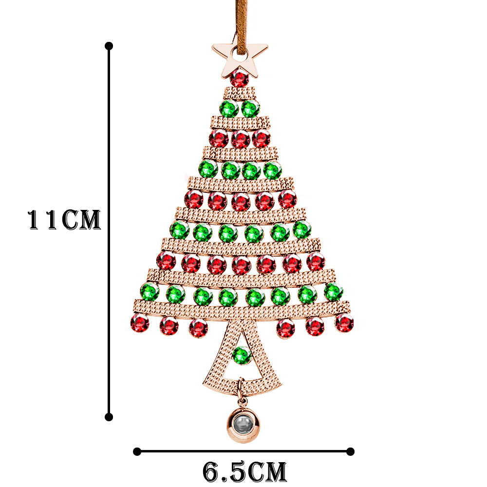 Personalized Photo Projection Ornaments Diamond Christmas Tree Shape Ornaments Christmas Tree Decoration Ornaments for Christmas Gifts