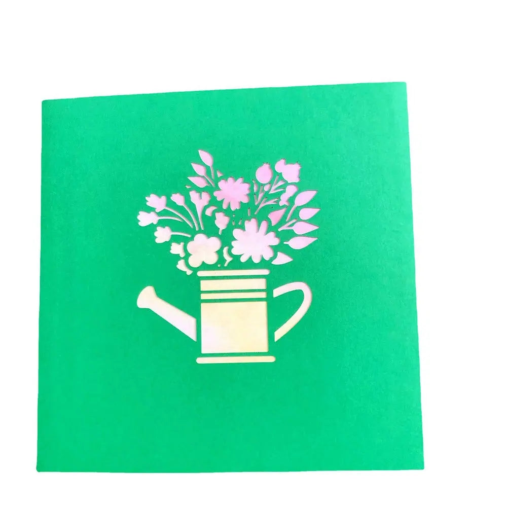 Creative 3D Pop-Up Flower Card Watering Can Bouquet Pop Up Greeting Card