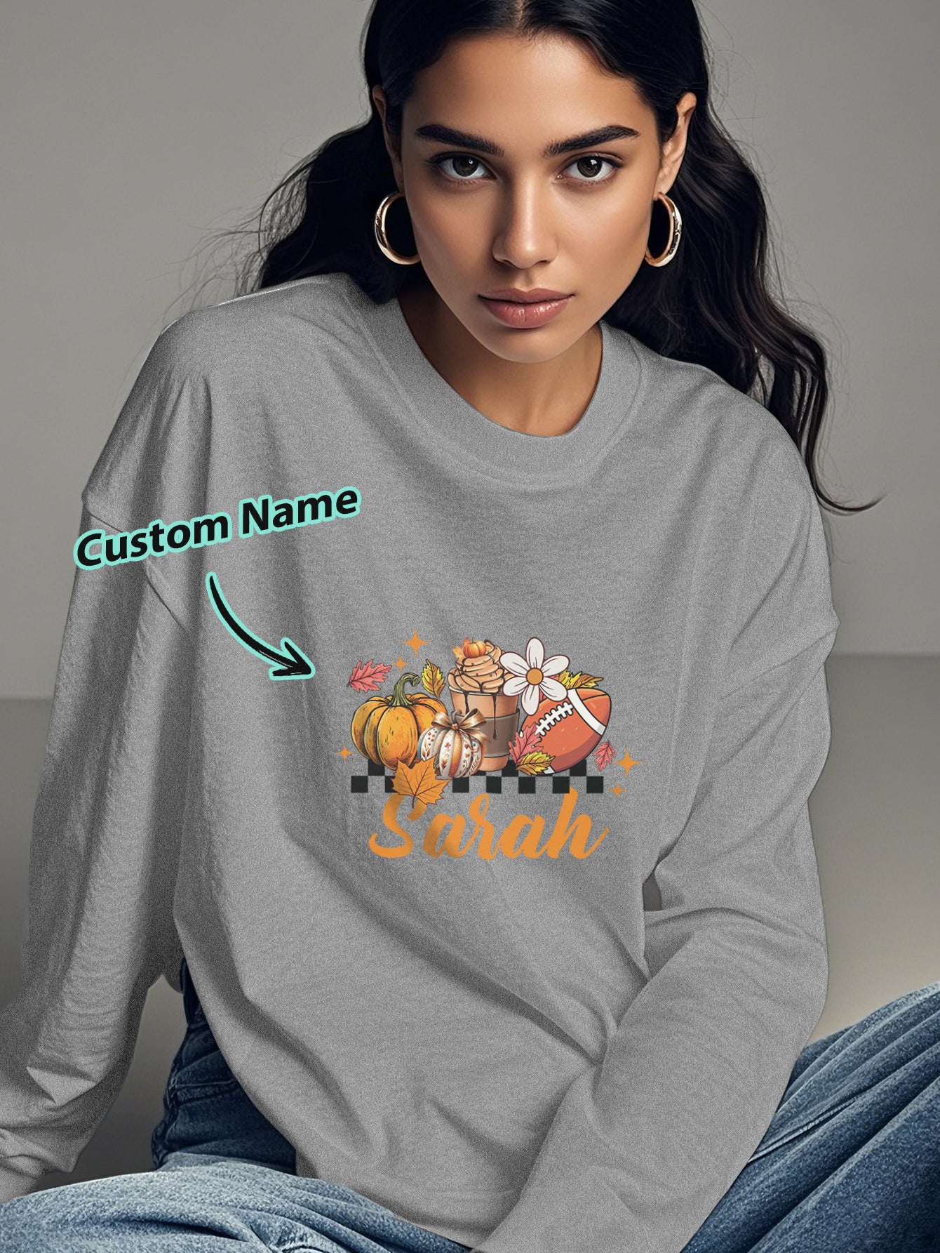 Custom Engraved Personalized Name Halloween Long Sleeve T-Shirt