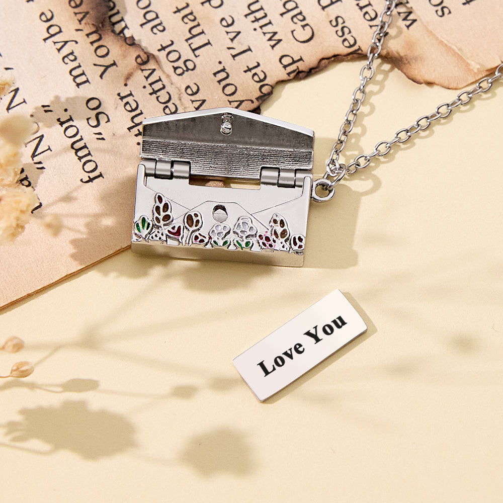 Personalized Envelope Necklace with Custom Text - Customizable Necklace for Gifts and Special Occasions