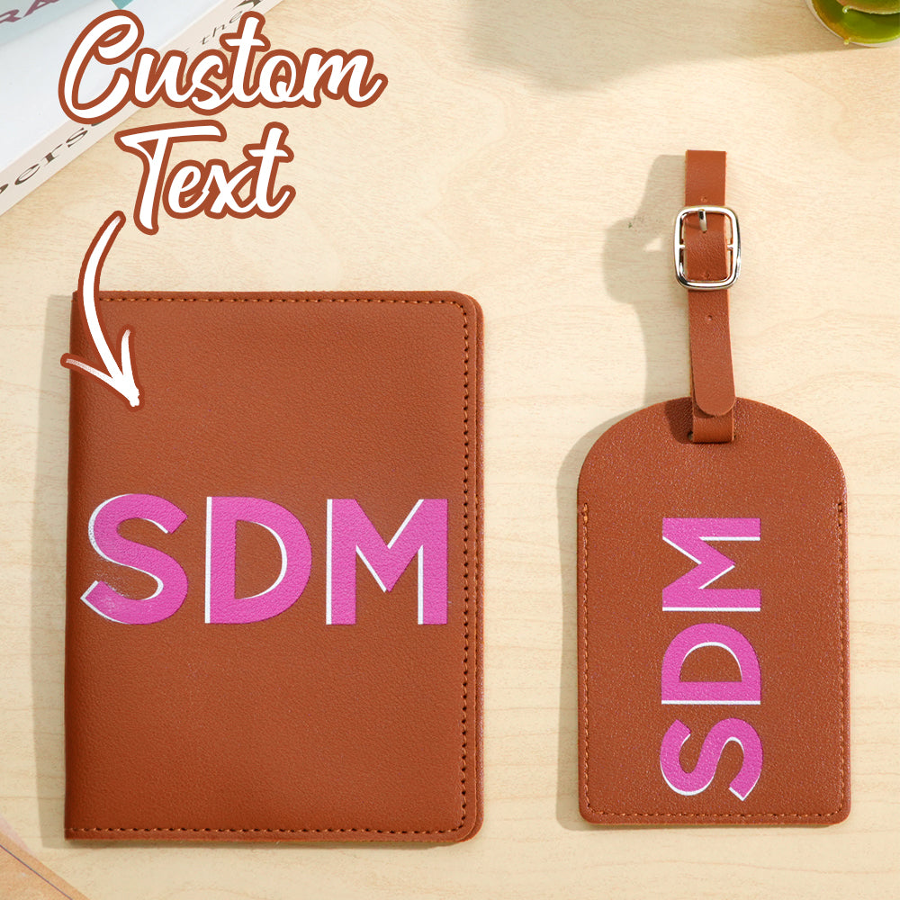 Personalized Shadow Monogram Passport Holder Luggage Tag Set Bridal Party Gift Travel Accessories