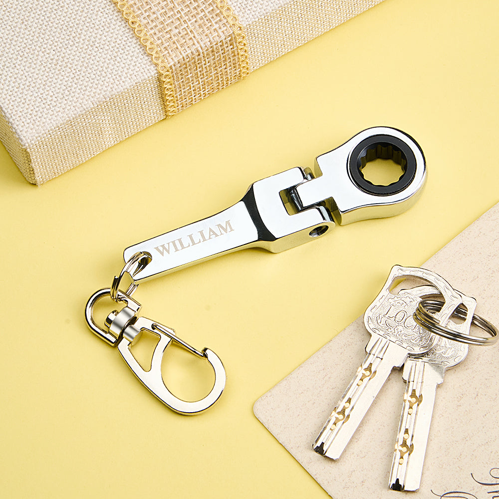 Personalized Ratchet Wrench Keychain with Engraving Keychain Mini Hardware Tool Gifts for Him