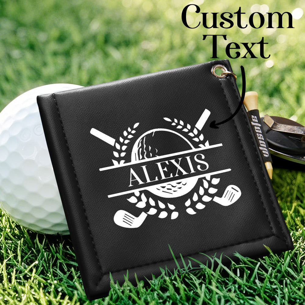 Personalized PU Leather Absorb Water Golf Towel with Golf Tees Retractable Clip Gift for Golf Lovers