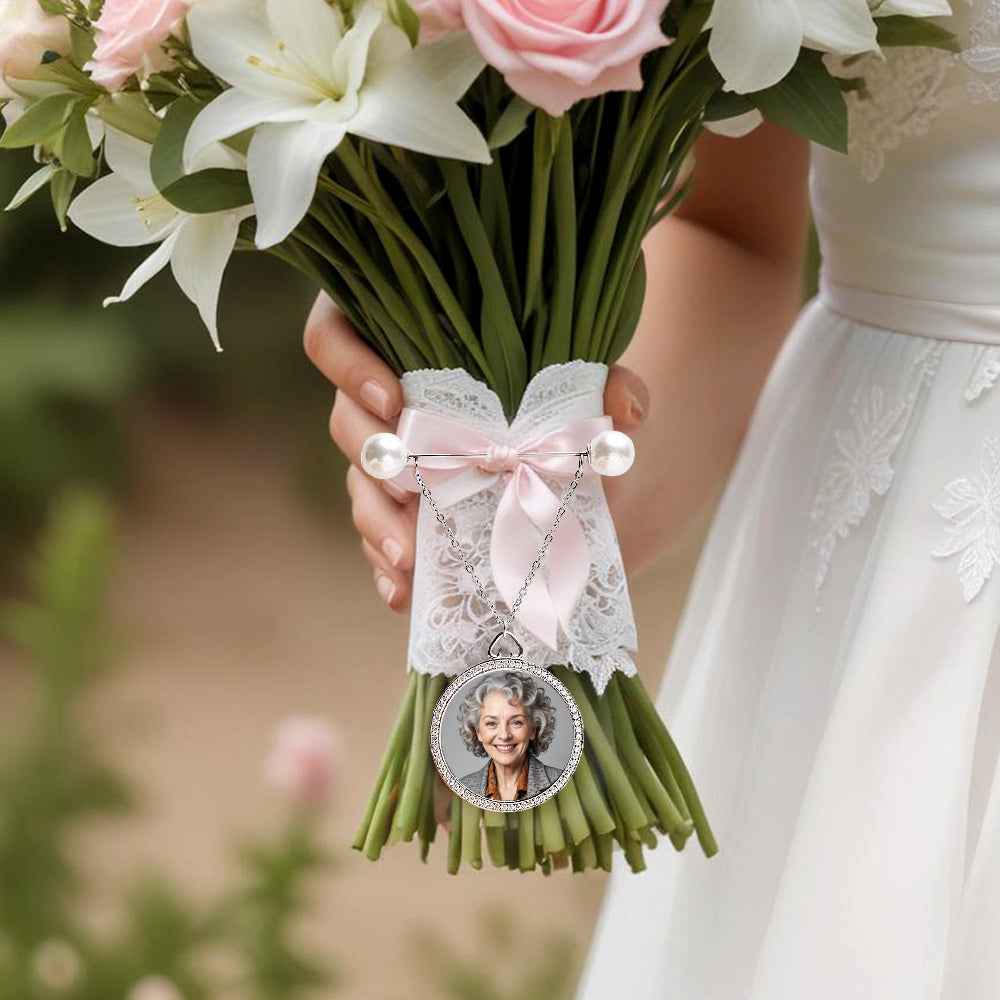 Personalized Pearls Bouquet Charm Brooch Pin Anniversary Wedding Gift for Bride