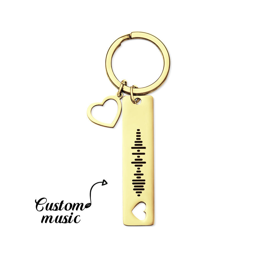 Personalized Scannable Music Code Keychain with Heart Pendant