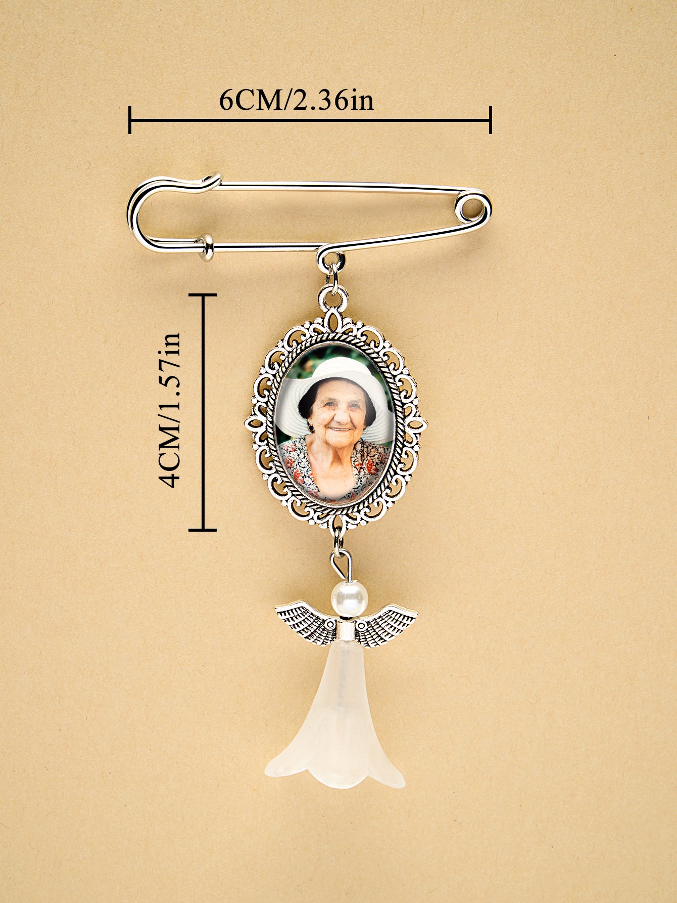 Personalized Angel Wings Pin Brooch Wedding Bouquet Photo Charm Wedding Memorial Gift for Bride