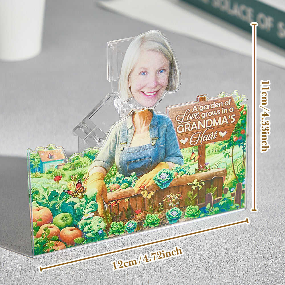 Personalized Face Grandma's Garden Shaking Head Standee Gift for Grandma