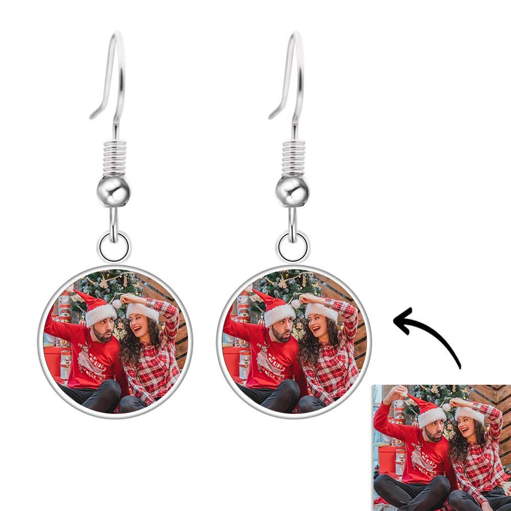 Personalized Photo Drop Earrings Two Photos Unique Jewelry For Women