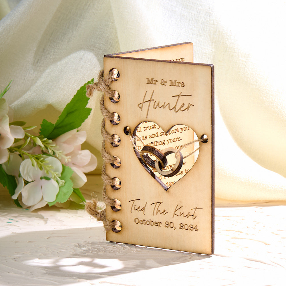 Custom Handmade Wood Wedding Vow Book Newlywed Keepsake Gift