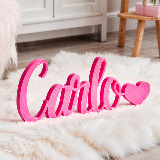 Custom 3D Printed Name Sign with Heart Shaped Desk Name Plate Home Decor Gift