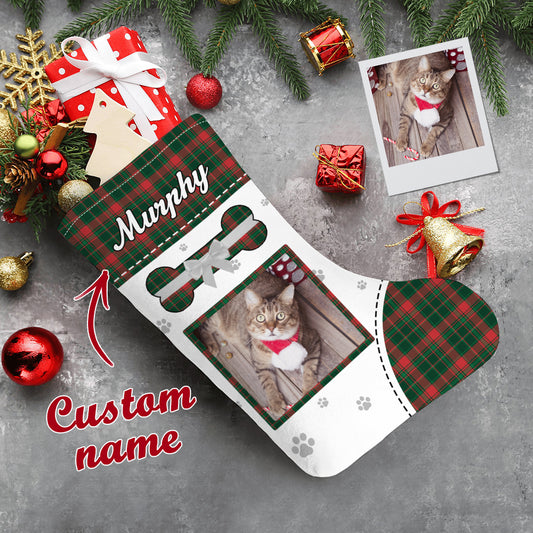 Personalized Christmas Stocking with Photo and Text Gift for Pets