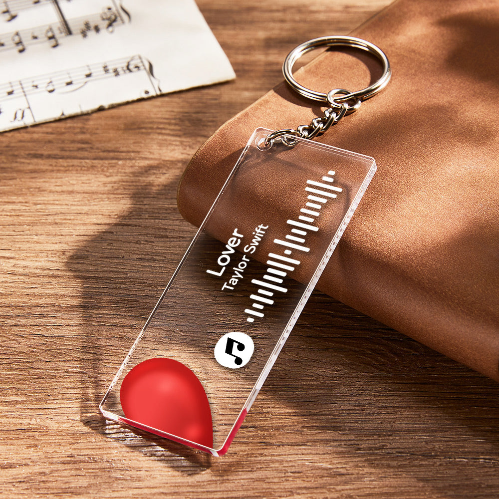 Scannable Custom Music Code Keychain Acrylic Music Plaque Heart Keychain Romantic Couple Gifts