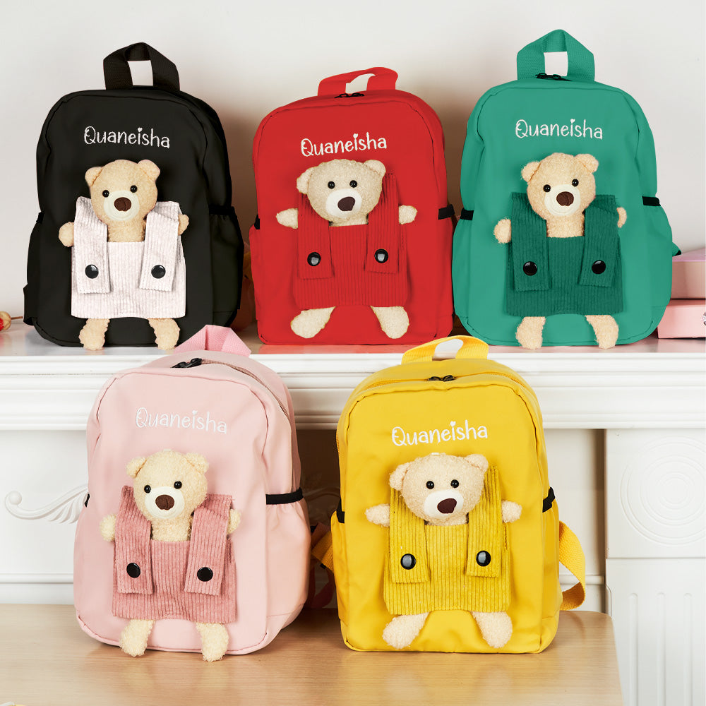 Personalized Name Embroidery Backpack Custom Bear Backpack School Bags Gift for Kids