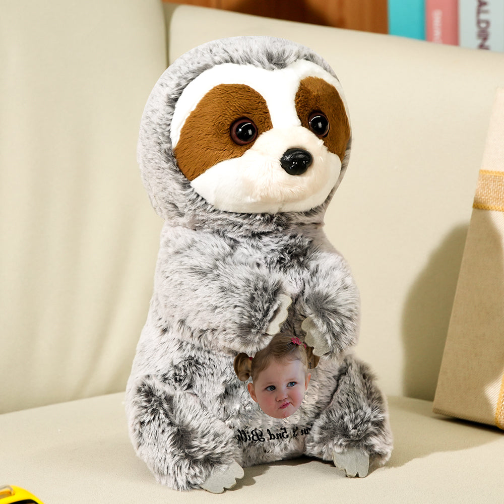 Personalized Sloth Plush Stuffed Toy with Custom Text and Face Gift for Kids