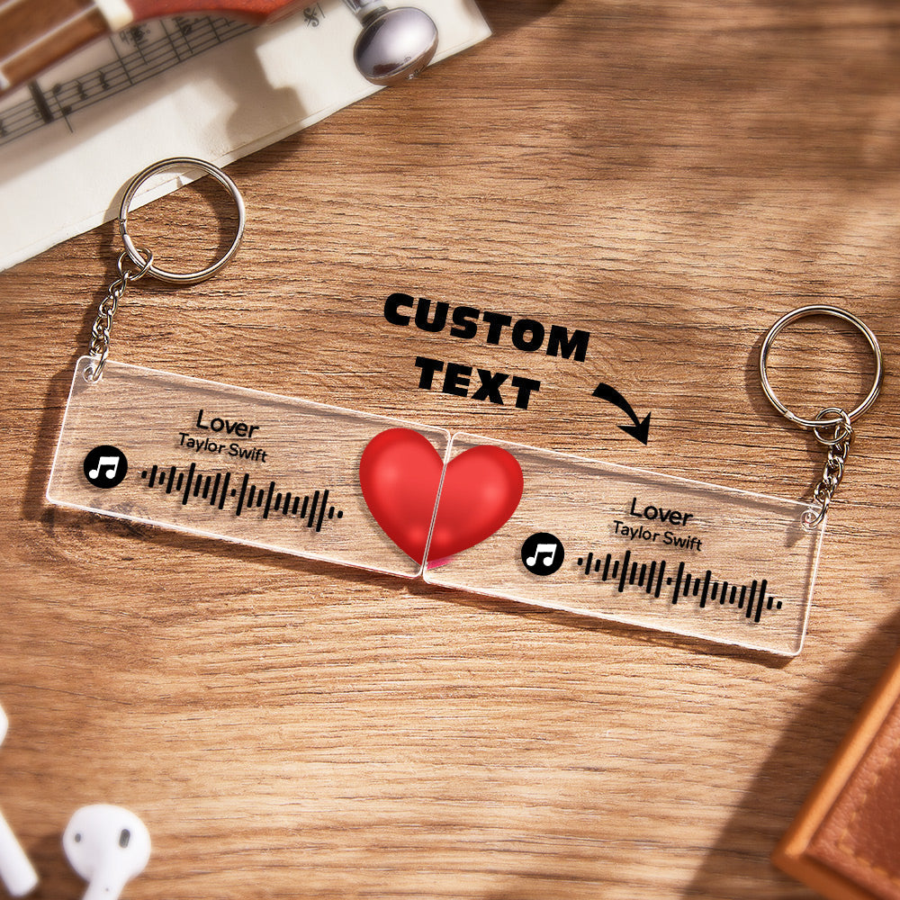 Scannable Custom Music Code Keychain Acrylic Music Plaque Heart Keychain Romantic Couple Gifts