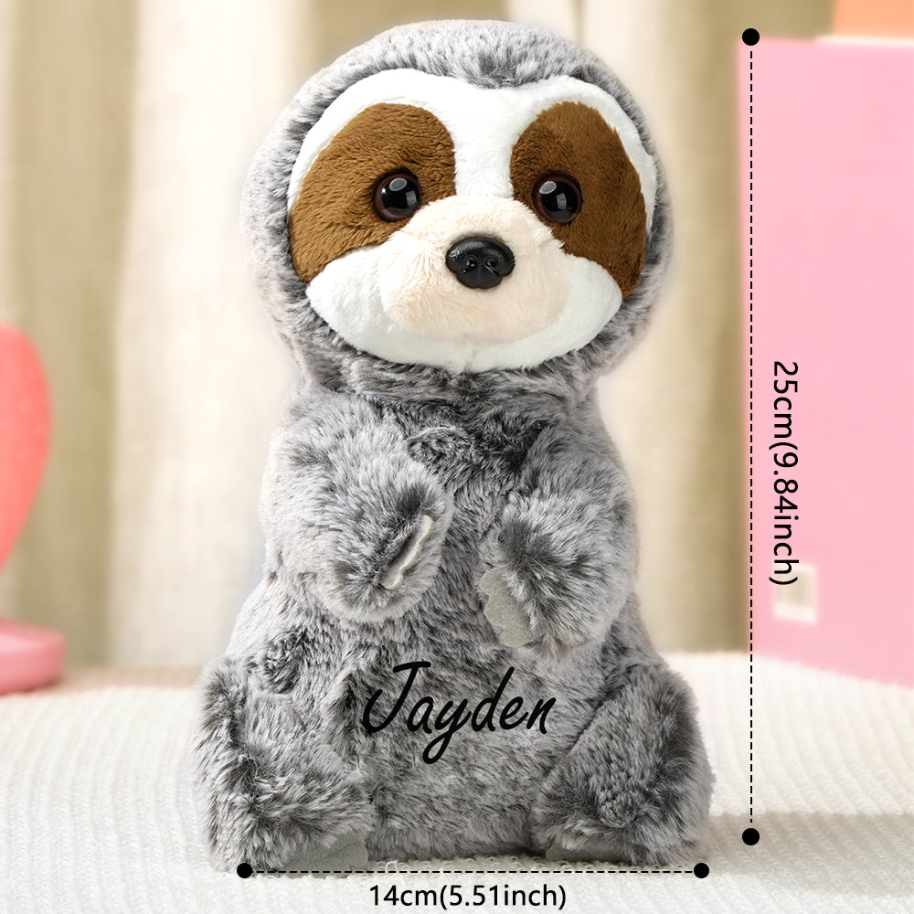 Personalized Sloth Plush Stuffed Toy with Custom Text Gift for Baby Shower