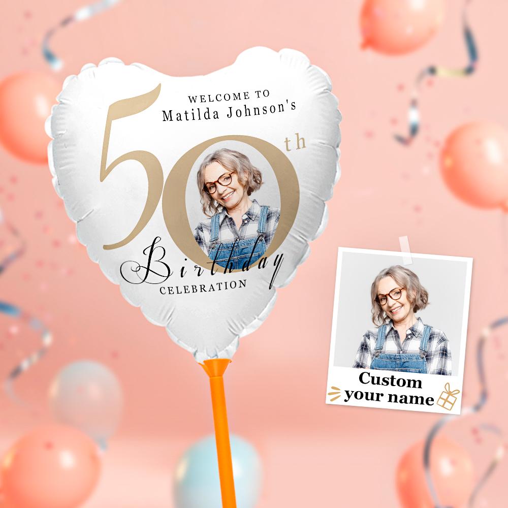 Custom 50th Birthday Balloons with Photo for Birthday Party Decoration