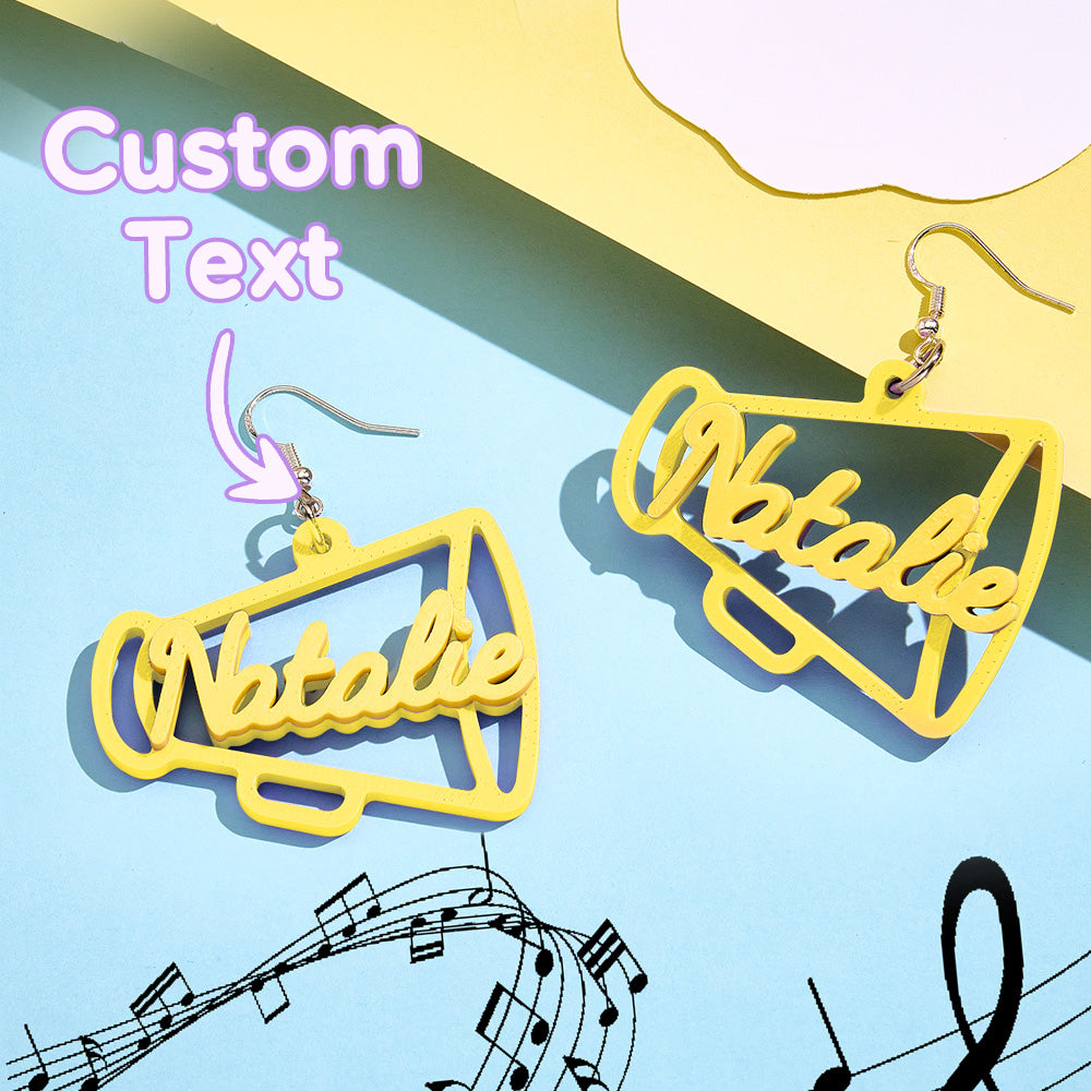 Personalized 3D Printed Earrings Megaphone Earrings with Name Gift for Cheerleading Enthusiasts