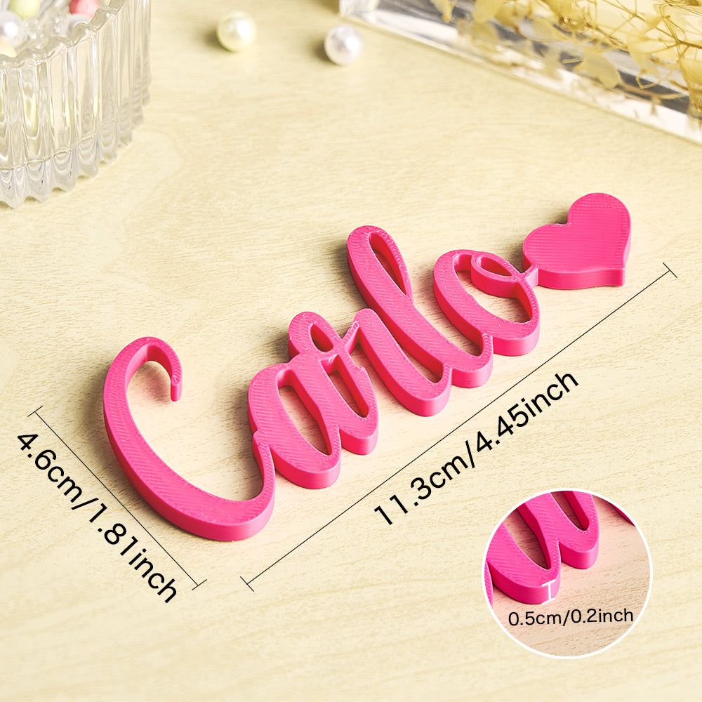 Custom 3D Printed Name Sign with Heart Shaped Desk Name Plate Home Decor Gift