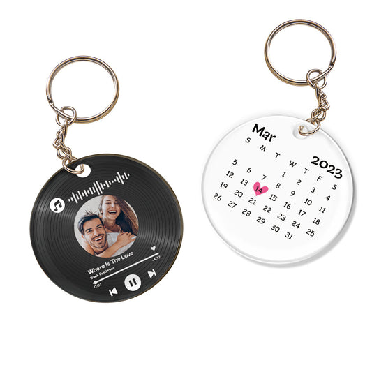 Custom Music Song Calendar Keychains Scannable Music Code Acrylic Gifts for Couple