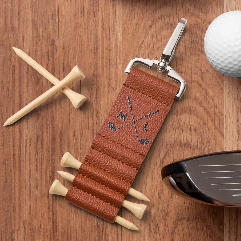 Personalized Initial Golf Bag Tag Tee Holder with 5 Tees Golf Accessory Gift for Golf Lover