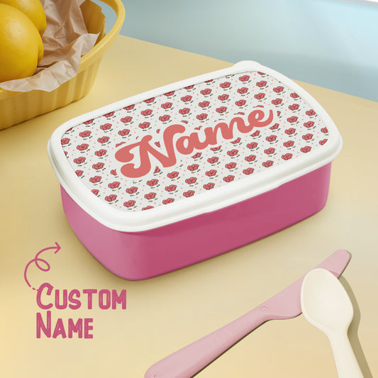 Personalized Name Lunch Box Cute Flowers Print Lunch Box Birthday Gift for Kids