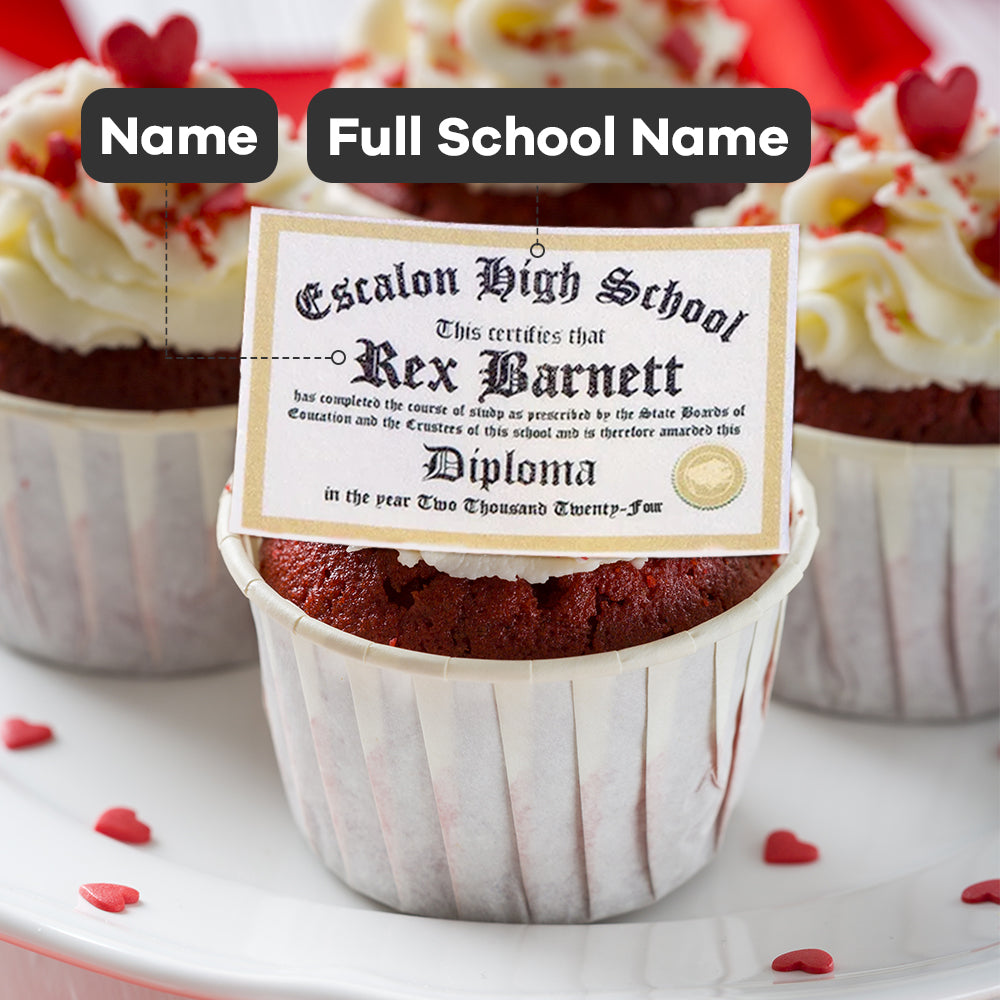 Personalized Edible Graduation Diplomas Cupcake Toppers Graduation Party Cookie Cake Decoration Gift for Graduation