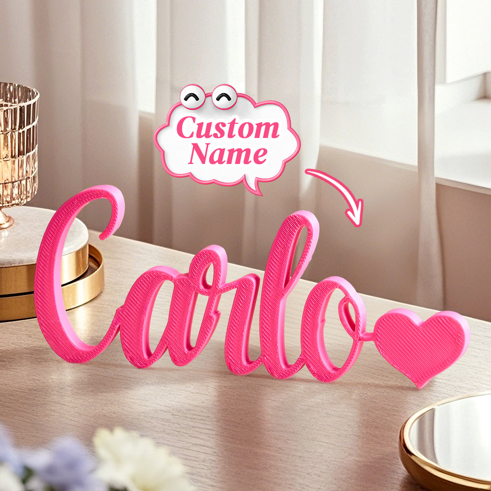 Custom 3D Printed Name Sign with Heart Shaped Desk Name Plate Home Decor Gift