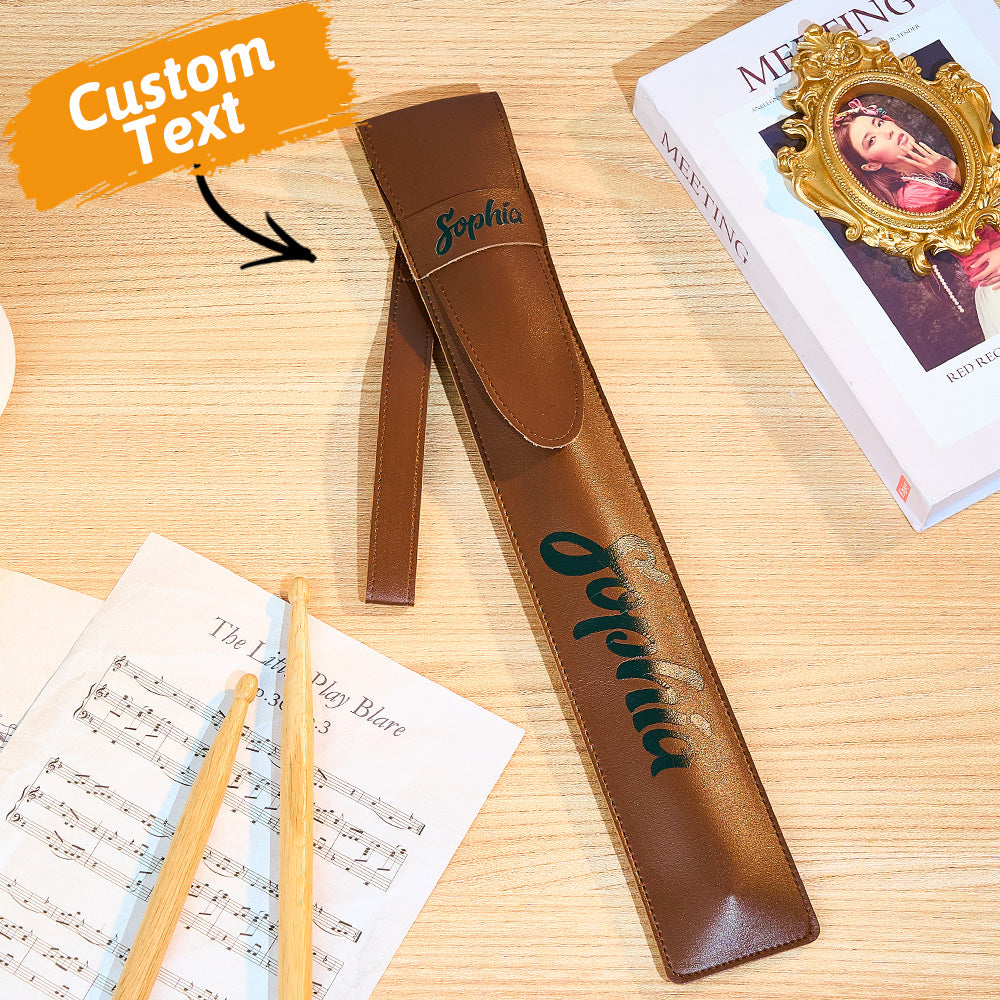 Personalized  PU Leather Drumstick Bag with Name and Detachable Wrist Strap Drum Accessory Gift for Drummer