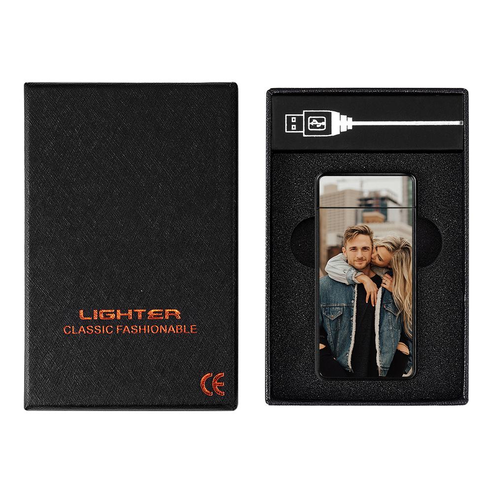 Personalized Color Photo Lighters Black Scrub Rechargeable Electric Lighter