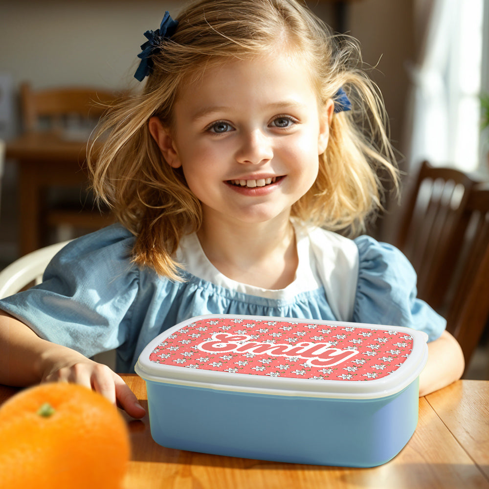 Personalized Lunch Box with Name Cute Flowers Print Lunch Box Birthday Gift for Kids