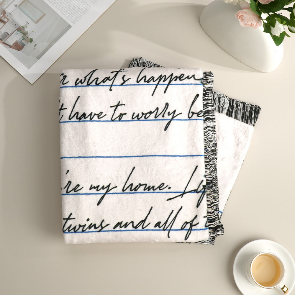 Personalized Hand-Written Printed Letter Blanket Unique Gift for Lover