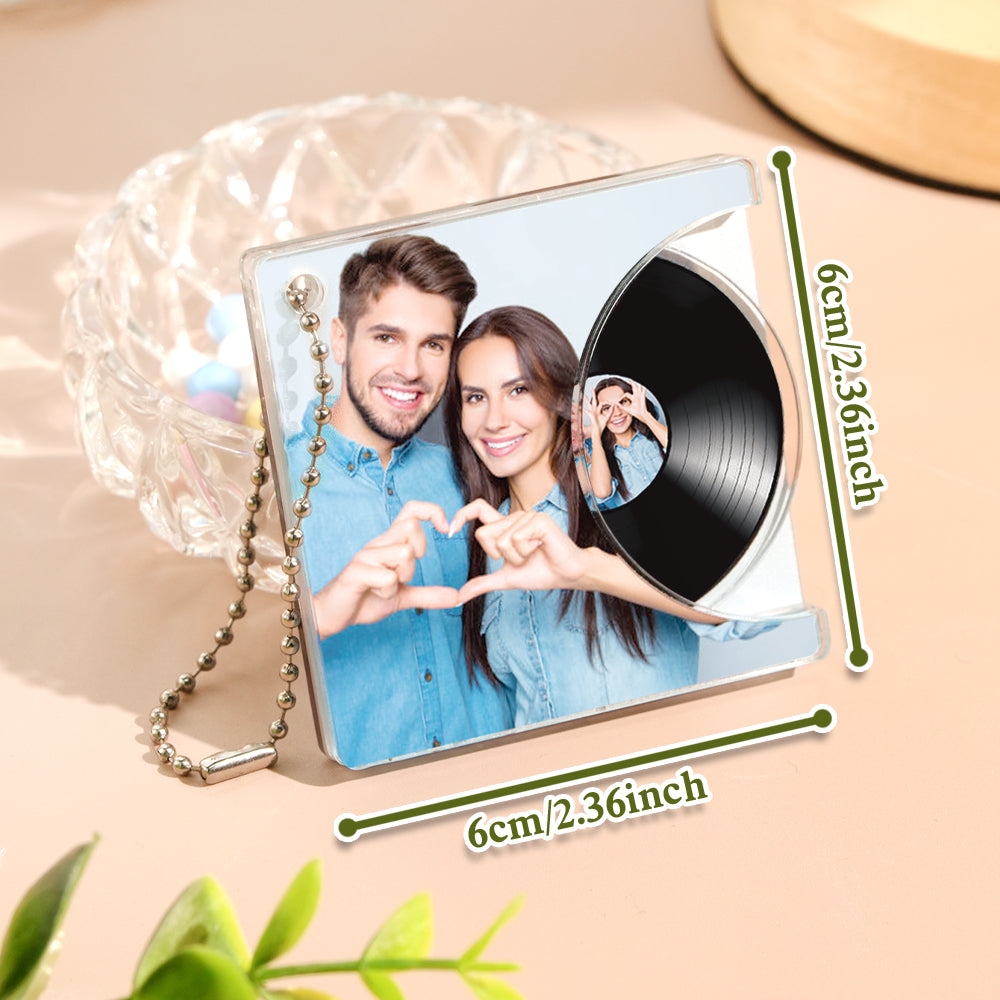 Personalized Music Keychain with Photo Vinyl Record Tap to Play NFC Keychain Gift for Lover