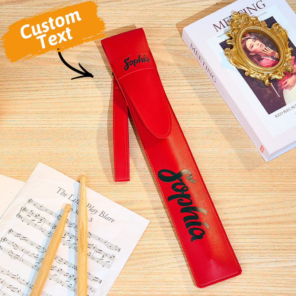 Personalized  PU Leather Drumstick Bag with Name and Detachable Wrist Strap Drum Accessory Gift for Drummer