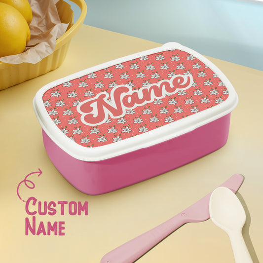 Personalized Lunch Box with Name Cute Flowers Print Lunch Box Birthday Gift for Kids