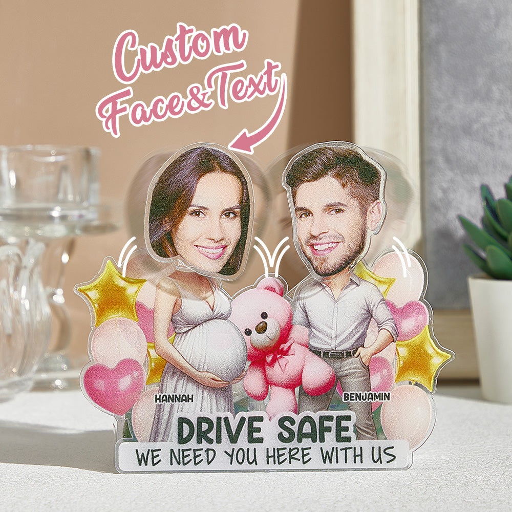 Personalized Face Drive Safe Couple Shaking Head Standee Gift for Couple