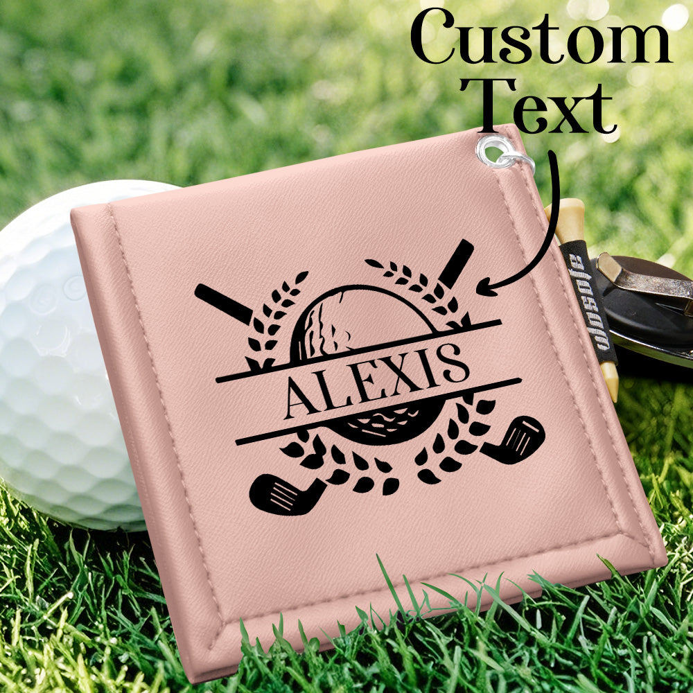 Personalized PU Leather Absorb Water Golf Towel with Golf Tees Retractable Clip Gift for Golf Lovers