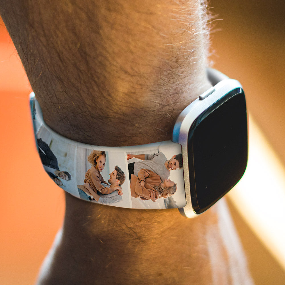 Custom Collage Photo and Name Apple Watch Band Silicone Watch Strap